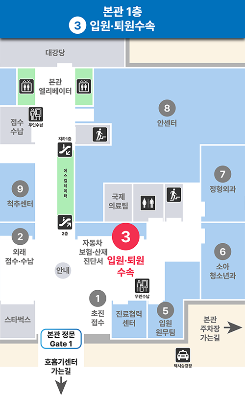 [본관 1층] 입원ㆍ퇴원수속